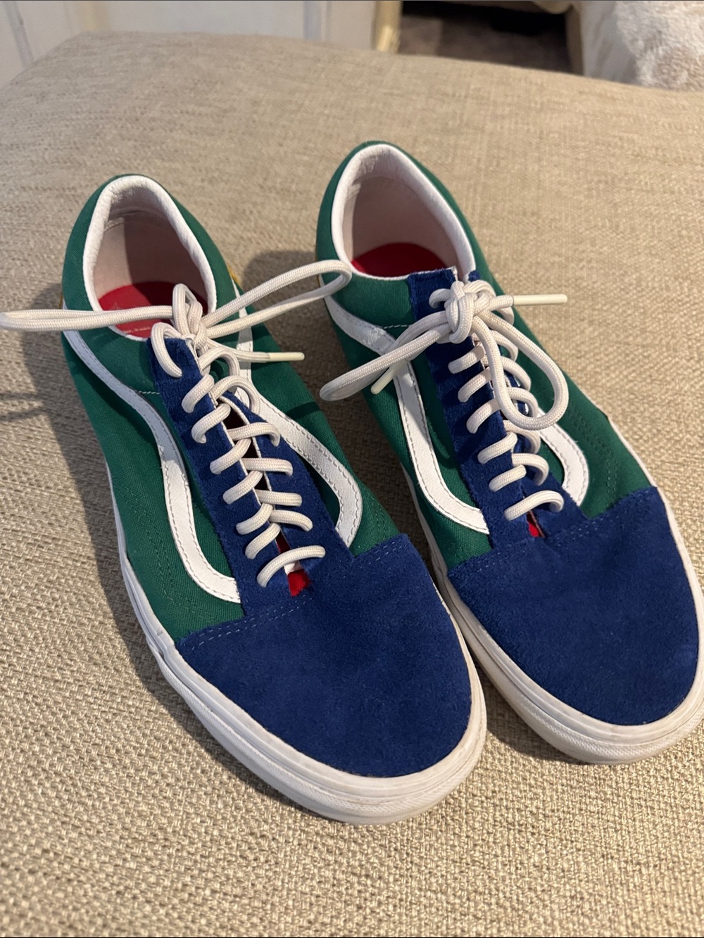 Men's Lace-Up Blue & Green Low-Top Sneakers vans